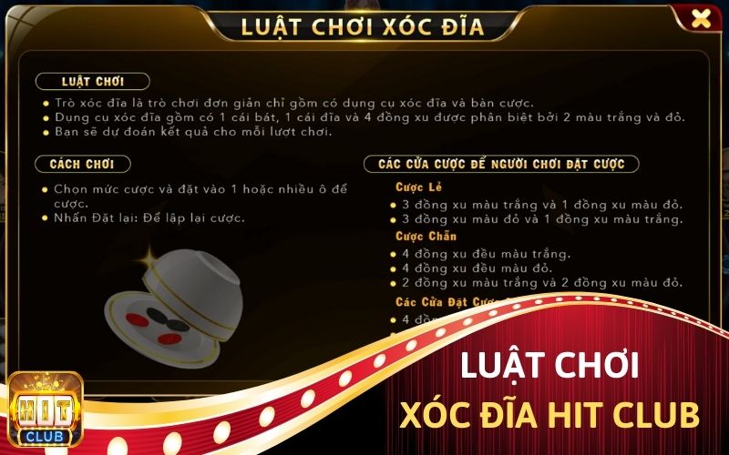 Luật chơi Xóc đĩa Hit Club người chơi cần nắm rõ.